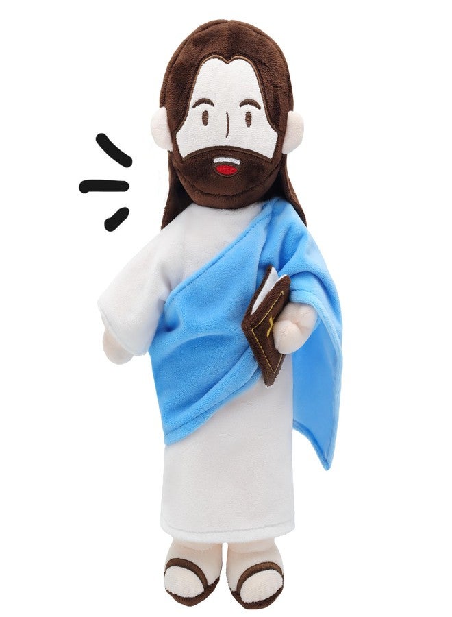 Yelakey Jesus Plush Speaks 20 of Bible Verses and 3 of Bible Music Jesus Stuffed Doll to Teach Suitable for Church Sunday School Religious Easter (Blue) - Image 1